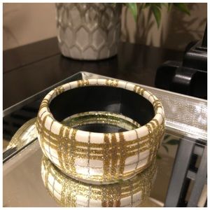 🚫SOLD🚫✨New Beautiful Gold Shimmering Glitter Plaid Large Cuff Bracelet